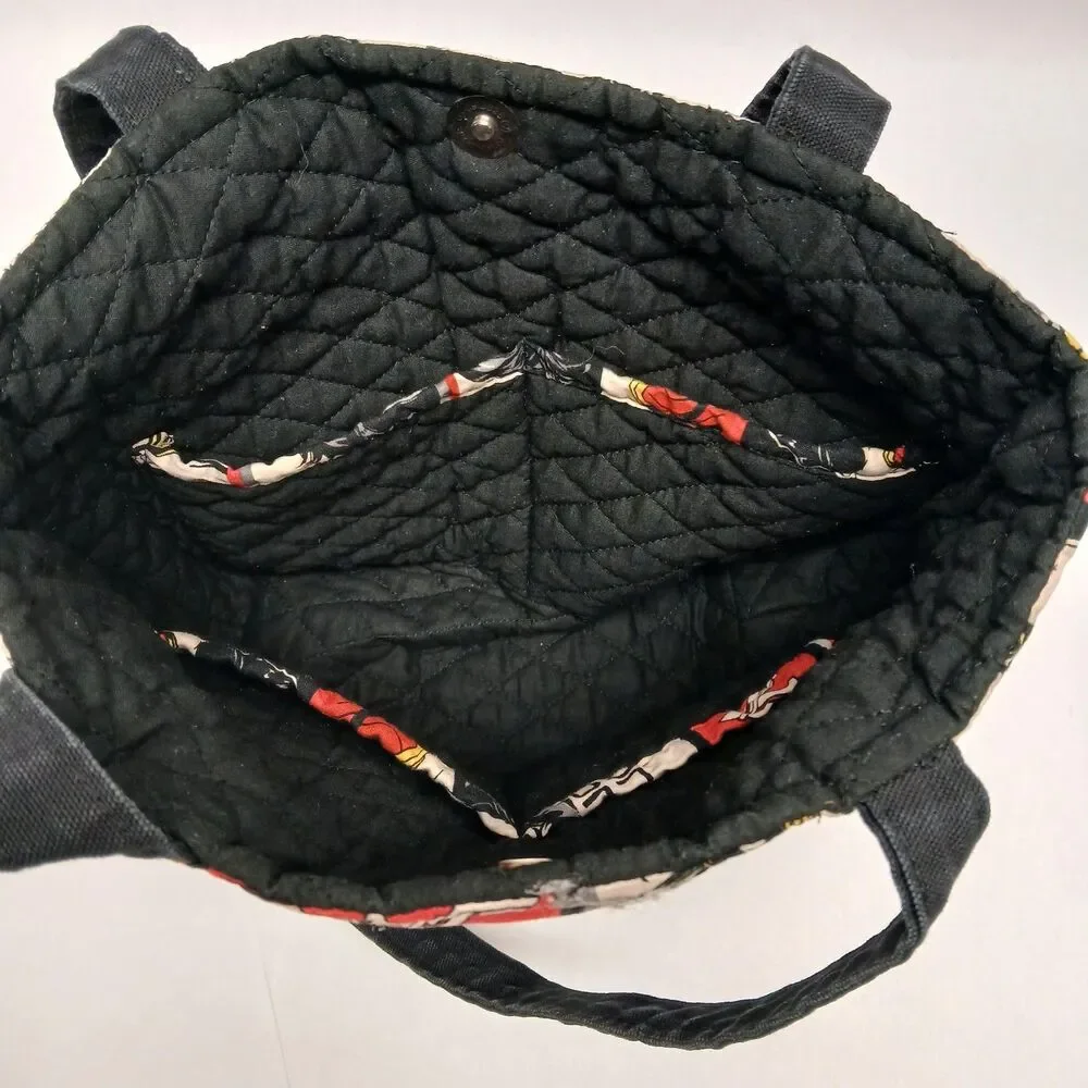 Wonder Woman Black Red Cream Handmade Double Handle Reversible Handbag